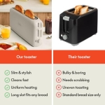 bella 2 Slice Slim Toaster, Fits-anywhere™ Kitchenware, 6 Setting Shade Control with Reheat & Cancel Buttons, Removable Crumb Tray, 10” Long Slot, Anti Jam & Auto Shutoff, 900 Watt, Oatmilk - Image 4