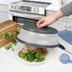 Tovolo Vented Collapsible Medium Microwave Cover (Charcoal) - Splatter Guard & Colander Kitchen Gadget for Food & Meal Prep / Dishwasher-Safe, BPA-Free Silicone & Plastic - Image 2