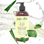 PURA D'OR Organic Aloe Vera Gel Lemongrass (16oz) All Natural - ZERO Artificial Preservatives - Deeply Hydrating & Moisturizing - Sunburn, Bug Bites, Rashes, Small Cuts, Eczema Relief - Skin & Hair - Image 2
