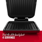 George Foreman 4-Serving Removable Plate Electric Grill and Panini Press, George Tough Non-Stick Coating, Drip Tray Catches Grease, Black - Image 8