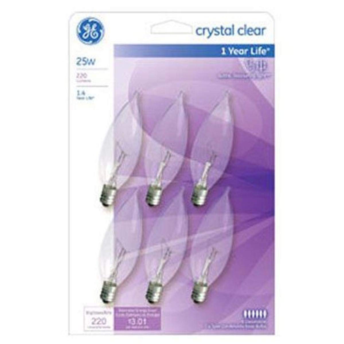 GE G E Lighting 75223 25W Candle Bulb (6 Pack)