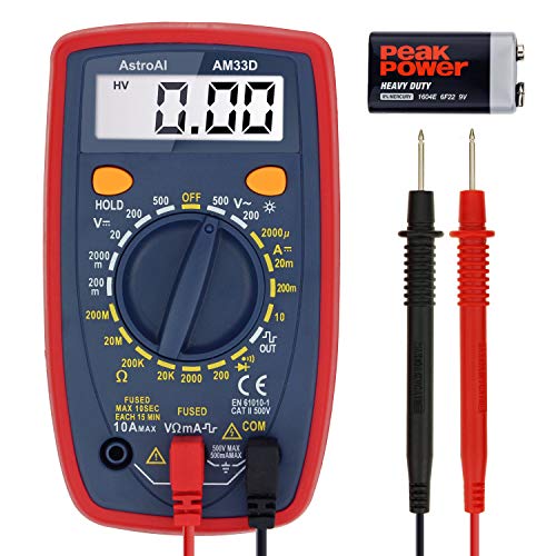 51jMJWeBkbL.jpg AstroAI Multimeter Tester 2000 Counts Digital Multimeter with DC AC Voltmeter and Ohm Volt Amp Meter ; Measures Voltage, Current, Resistance; Tests Live Wire, Continuity - Image 1