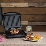 George Foreman 4-Serving Removable Plate Electric Grill and Panini Press, George Tough Non-Stick Coating, Drip Tray Catches Grease, Black - Image 6