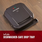 George Foreman 4-Serving Removable Plate Electric Grill and Panini Press, George Tough Non-Stick Coating, Drip Tray Catches Grease, Black - Image 7