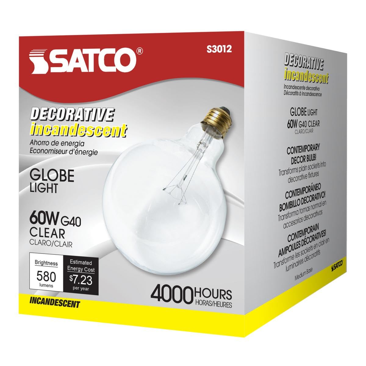 Satco 60W G40 Globe - Medium Base - Clear - 120V