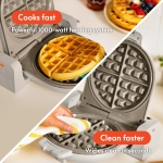 bella Flip-n-Store Belgian Waffle Maker, EverGood™ Ceramic Nonstick Coating, Fits-anywhere™ Kitchenware, Power Indicator Light & Touch Handle, 7” Wide & 1" Deep Plates, 1000 Watt, Oatmilk - Image 7