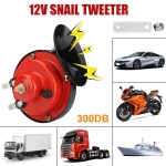 2PCS 300DB Super Loud Train Horns, 12V Waterproof Air Horns Replacement Kit, Car Air Electric Snail Double Horn, Automotive Accessories Universal for Car, Motorcycle, Truck, Bike, Boat (Red) - Image 2