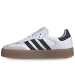 adidas Sambae Women's Platform 3-Stripes Retro Cont Trainers (White Black, US 8)