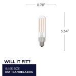 Bulbrite LED T6 Filament Light Bulb, E12 Candelabra Base, 2700k Color Temp Warm Light, 450 Lumens Uses Only 4.5 Watts - (4 Pack) - Image 4