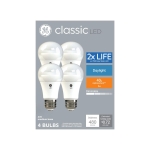 GE ClassicLED Light Bulbs, 40 Watt, Dimmable, Daylight, A19 (4 Pack)