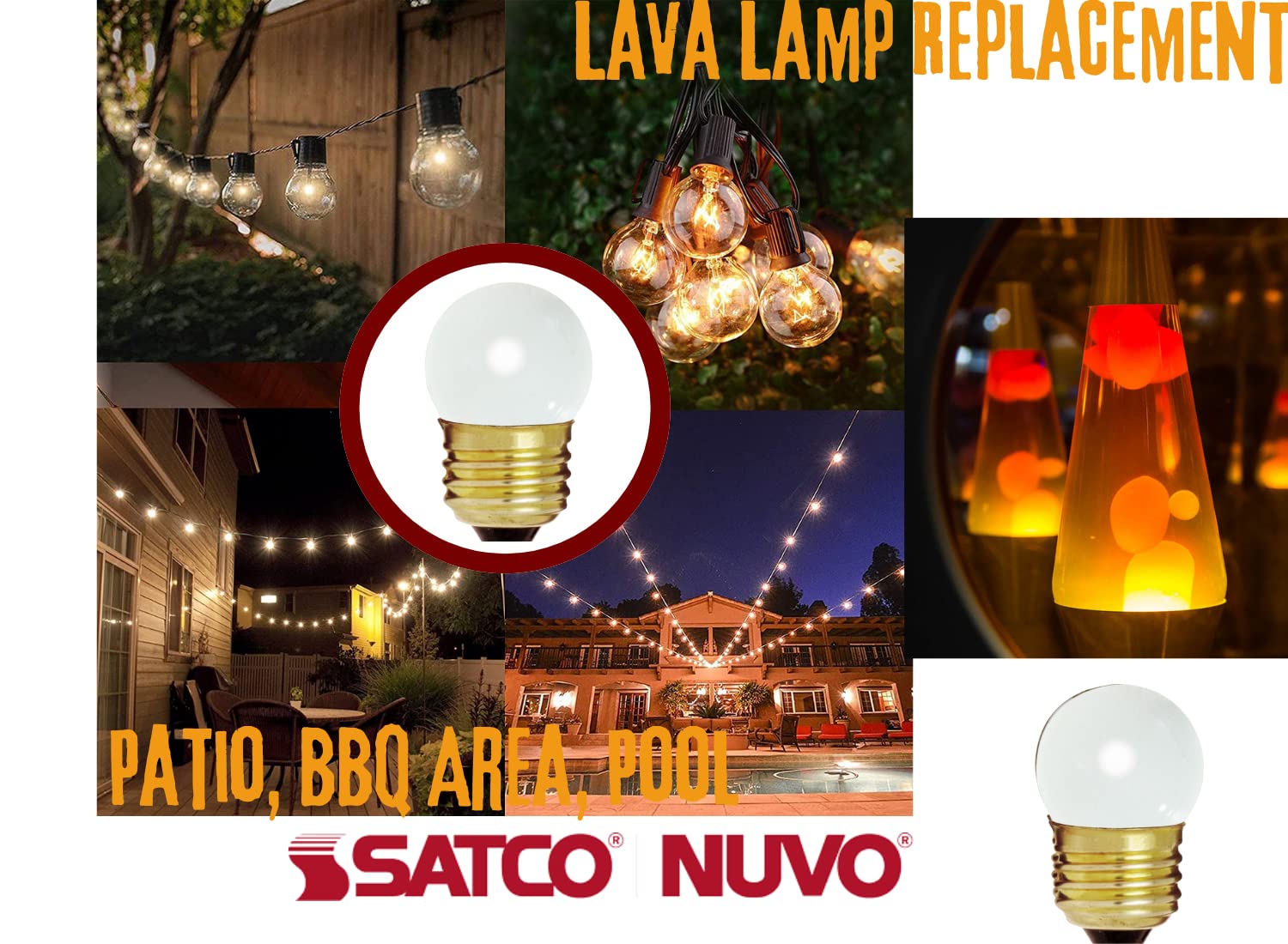 Satco S3607 (5 Pack) Incandescent Lamp; Decorative; 7.5 Watt S11 Incandescent; Gloss White; 2500 Average Rated Hours; 20 Lumens; Medium Base; 120 Volt Special Decorative Bulb