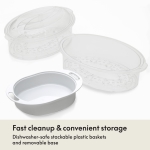 BELLA Two Tier Food Steamer with Dishwasher Safe Lids and Stackable Baskets & Removable Base for Fast Simultaneous Cooking - Auto Shutoff & Boil Dry Protection, Stainless Steel, 7.4 QT, Black - Image 4