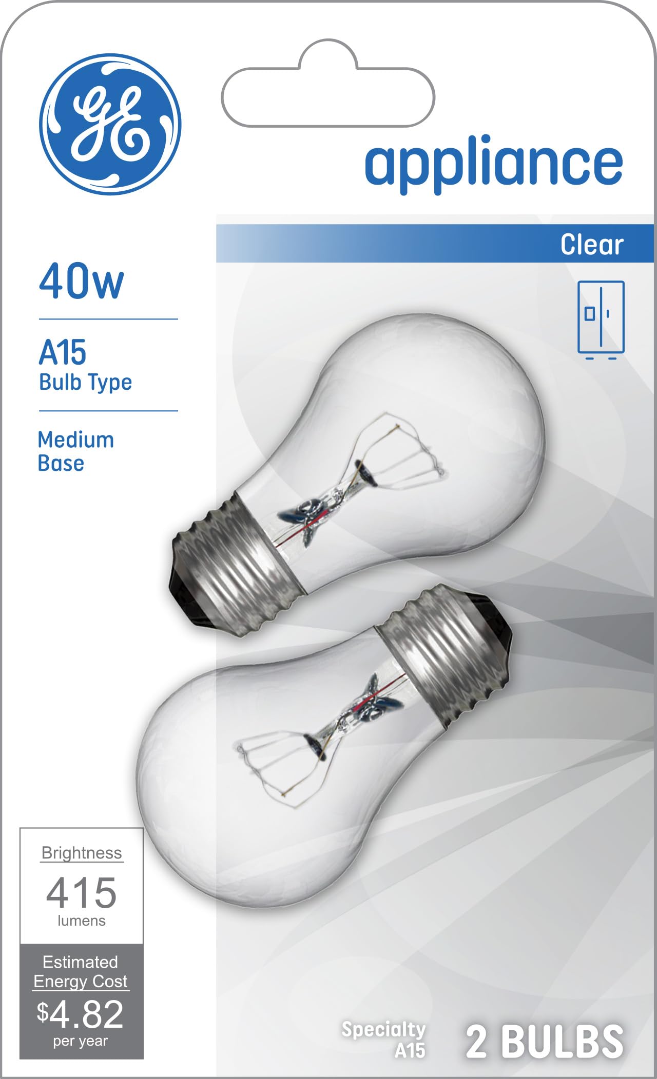 71LO9HRQOSL GE Incandescent 40 Watt Soft White A15 Appliance Bulbs 2 Pack - Image 1