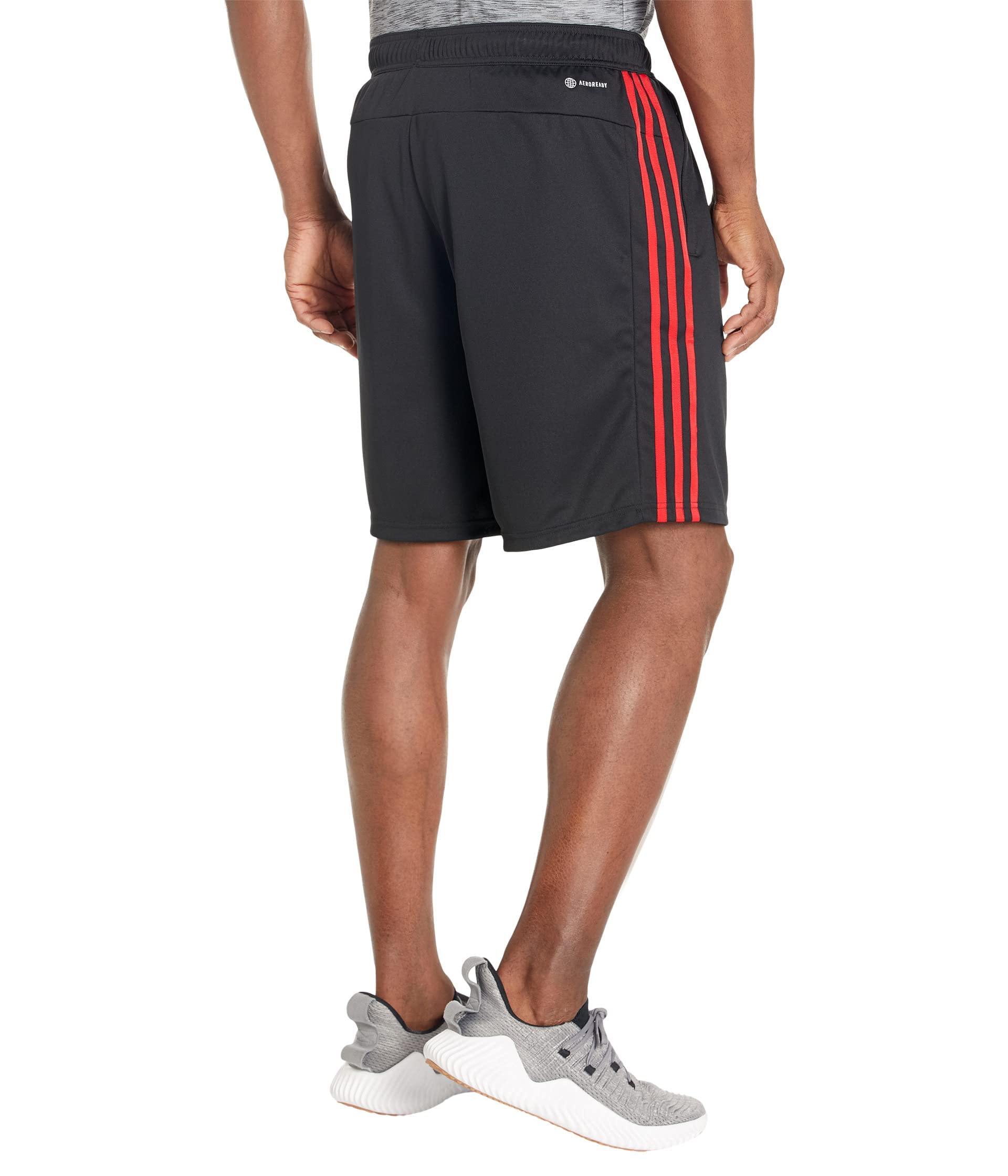 adidas Men's Size Essentials Pique 3-Stripes Training Shorts, Black/Better Scarlet, 3X-Large/Tall