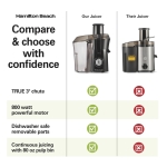 Hamilton Beach Juicer Machine, Big Mouth Large 3” Feed Chute for Whole Fruits and Vegetables, Easy to Clean, Centrifugal Extractor, BPA Free, 800W Motor, Black - Image 7