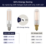 Bulbrite LED T6 Filament Light Bulb, E12 Candelabra Base, 2700k Color Temp Warm Light, 450 Lumens Uses Only 4.5 Watts - (4 Pack) - Image 5