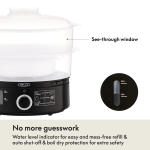 BELLA Two Tier Food Steamer with Dishwasher Safe Lids and Stackable Baskets & Removable Base for Fast Simultaneous Cooking - Auto Shutoff & Boil Dry Protection, Stainless Steel, 7.4 QT, Black - Image 6