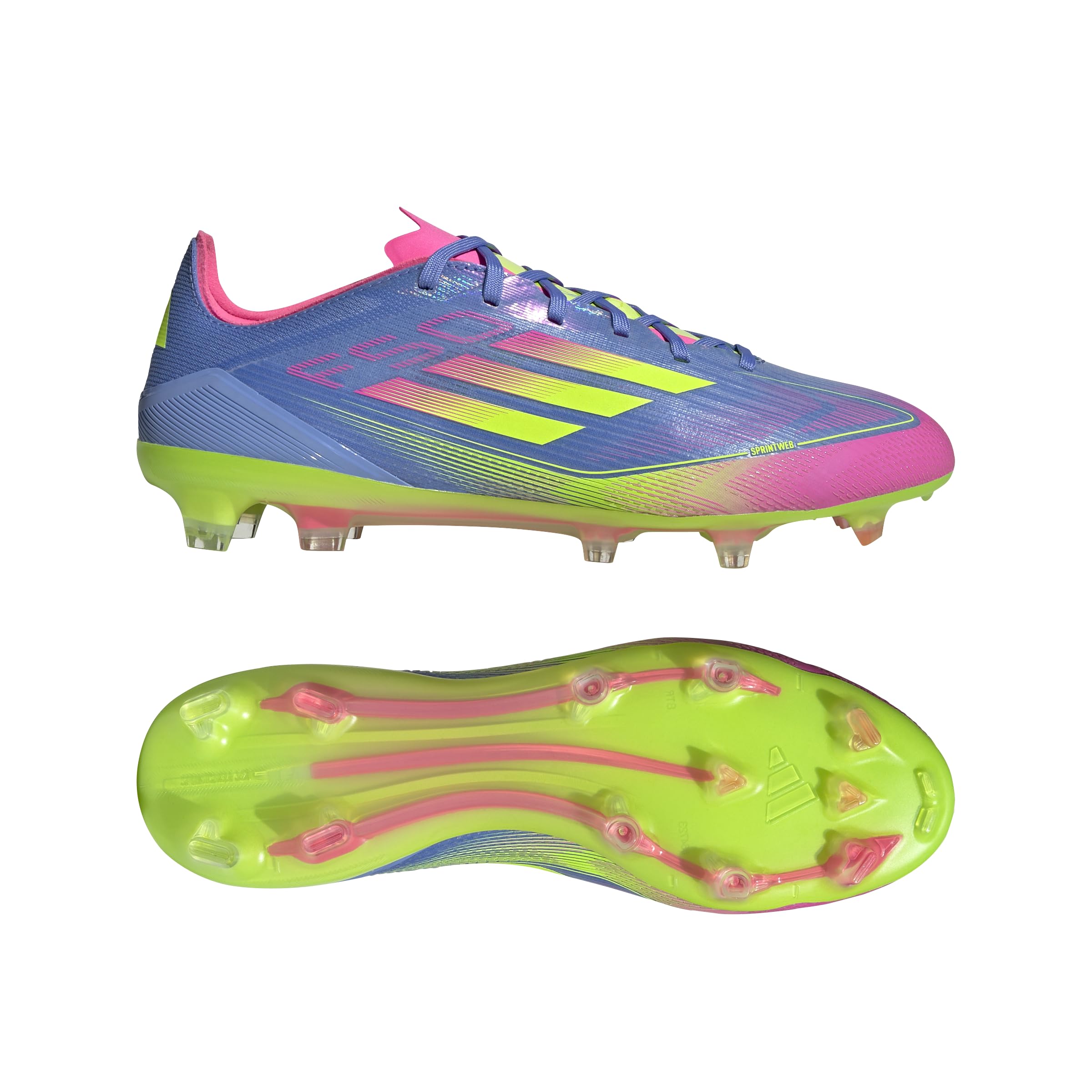Adidas, Unisex, F50 Pro Firm Ground Soccer Cleats, Blue Fusion/Lucid Lemon/Lucid Pink, Mens 10, Womens 11, Medium