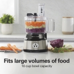 Hamilton Beach Food Processor & Vegetable Chopper for Slicing, Shredding, Mincing, and Puree, 10 Cups + Easy Clean Bowl Scraper, Black and Stainless Steel (70730) - Image 4